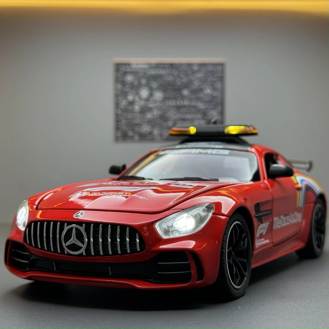 【奔驰AMG】仿真安全车赛道版1:24合金汽车模型炫酷车涂鸦回力车模