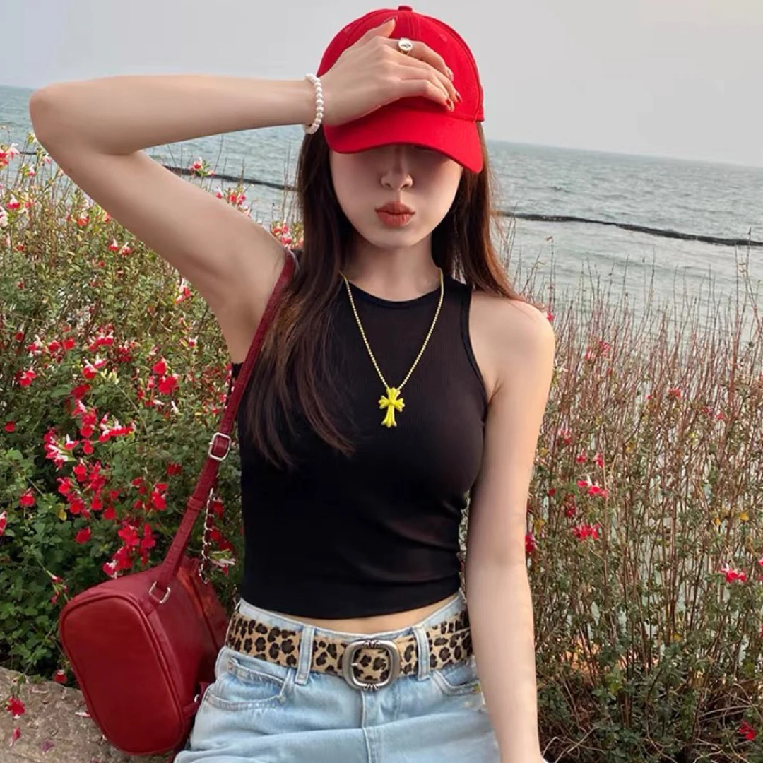 运动背心瑜伽健身无袖上衣螺纹收腰褶皱背心