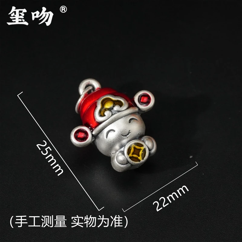 吊坠足银 【玺吻】足银999 烧蓝财神吊坠