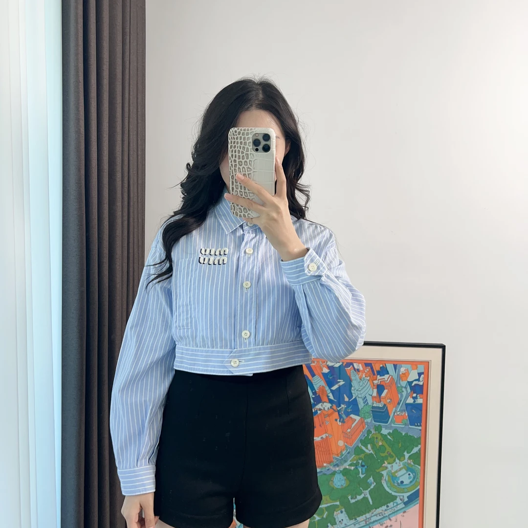 95新 MIU MIU/缪缪 格纹蓝色外套/251028VHHEZ19