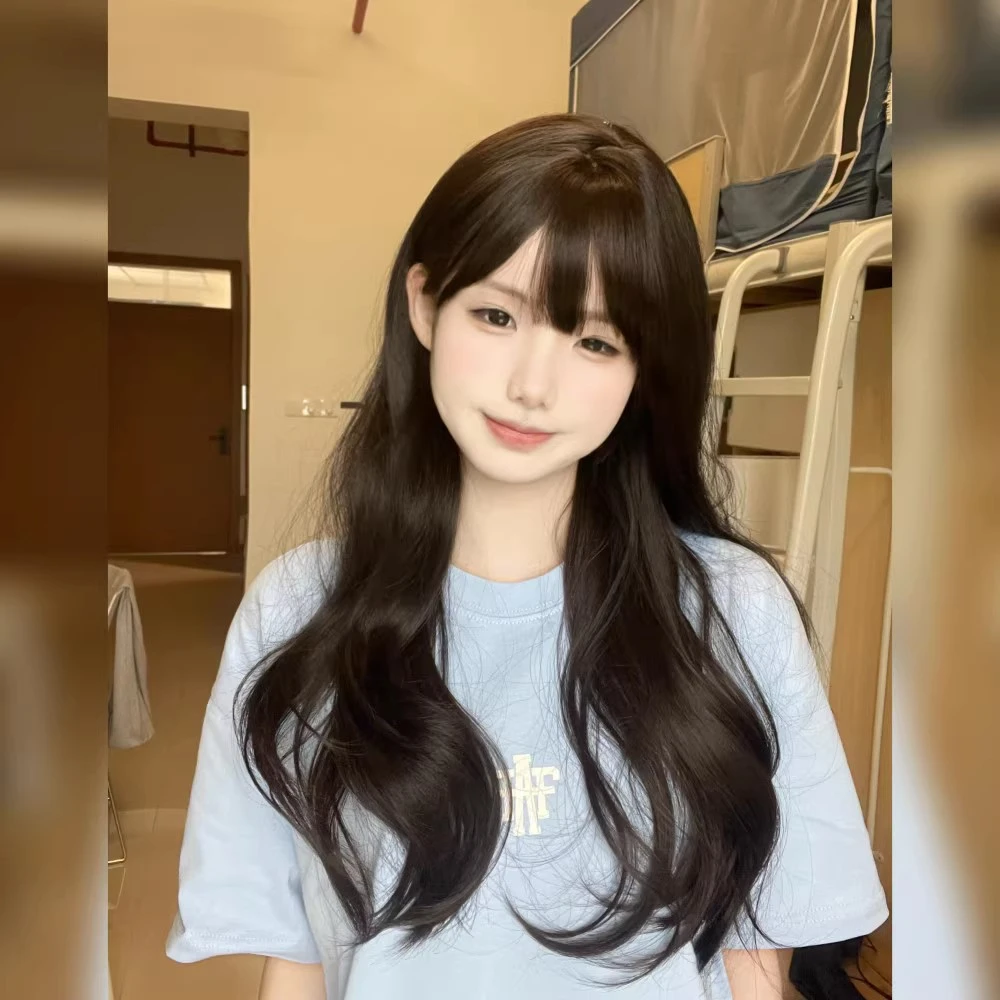 纤韵佳人假发女黑棕色网红女团自然夏季长卷发大波浪JK全头套式