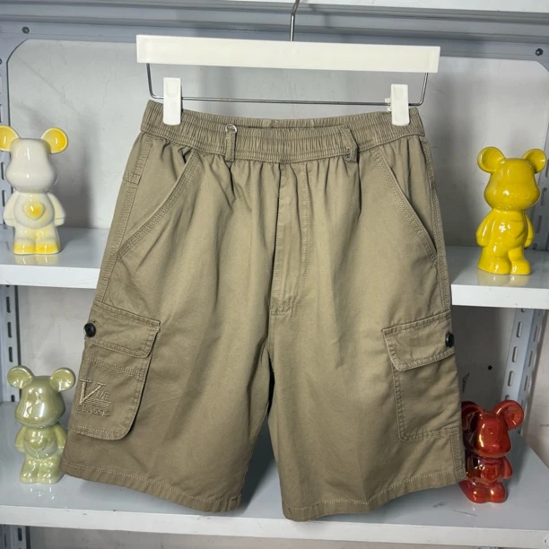 夏季新款薄五分裤松紧腰男短裤宽松直筒休闲运动多袋工装中裤子男