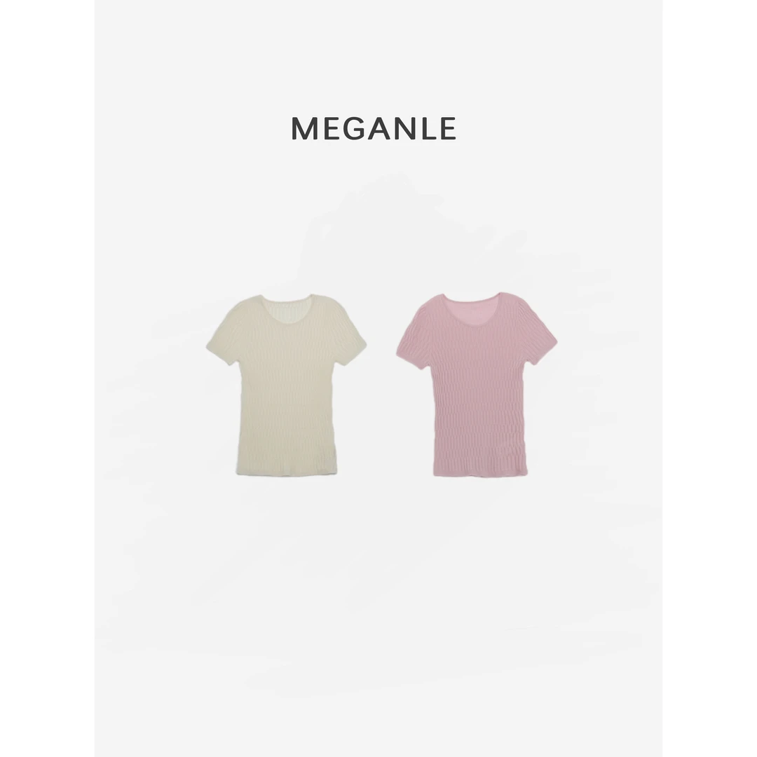 【雪芙针织】MEGANLE 100美丽诺羊毛无缝一体纯色圆领针织2025045