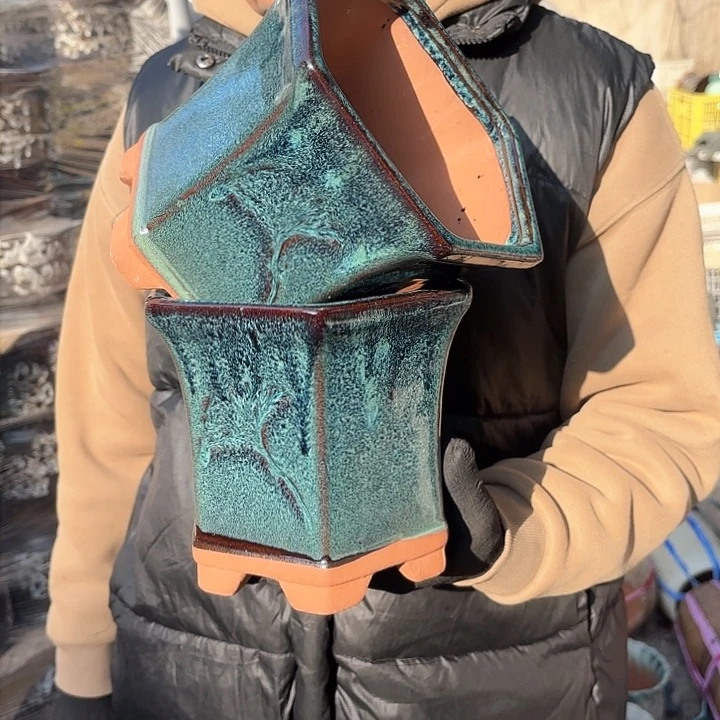 红陶精品六方两个口径18高度16