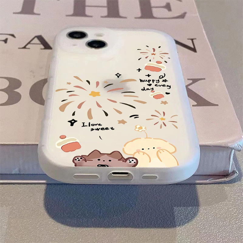 卡通烟花小狗适用苹果/华为荣耀oppo小米红米vivo全包防摔手机壳