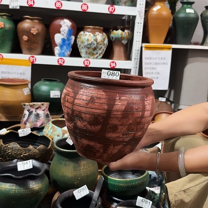 红彩绘缸080高20口19