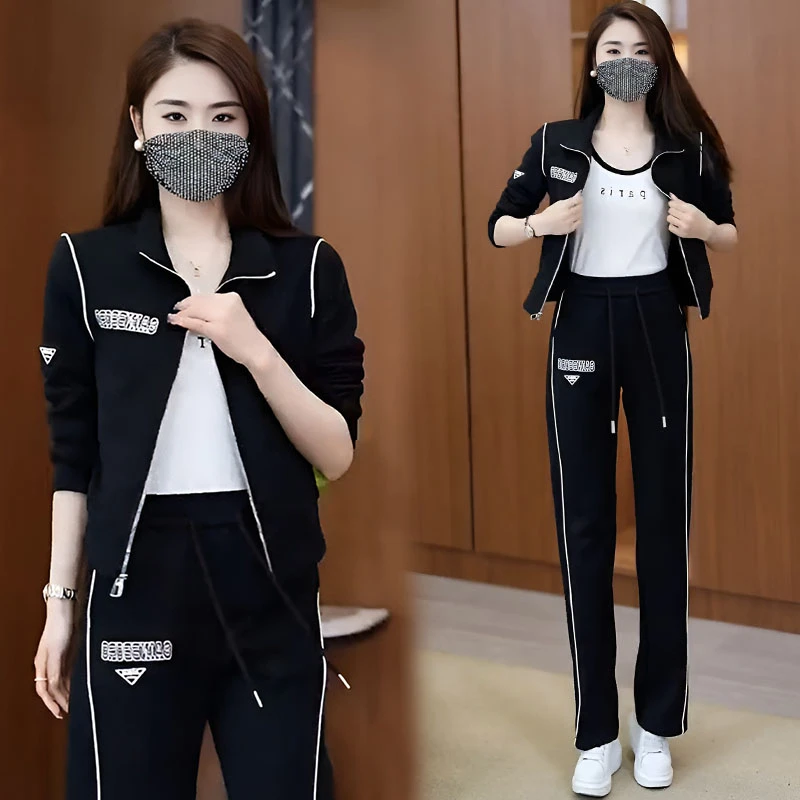 高含棉时尚运动服套装女2025年春秋季新款洋气减龄卫衣卫裤两件套