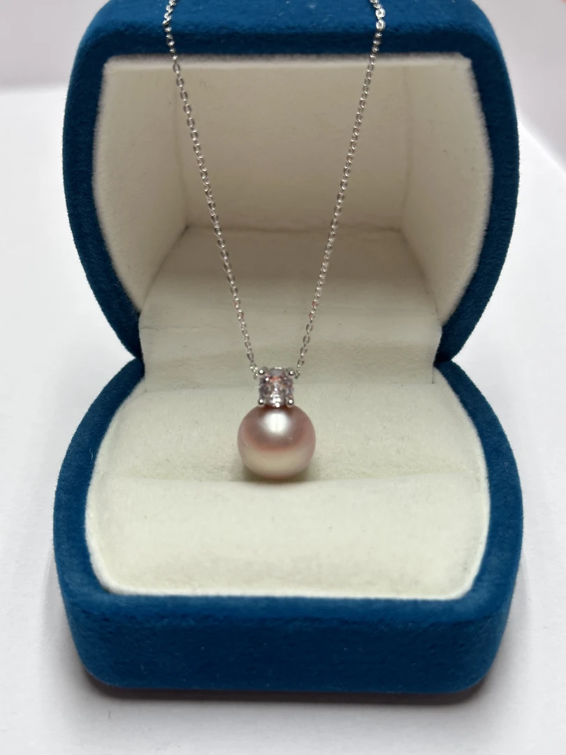 天然淡水珍珠12-13mm粉紫戴妃吊坠D806