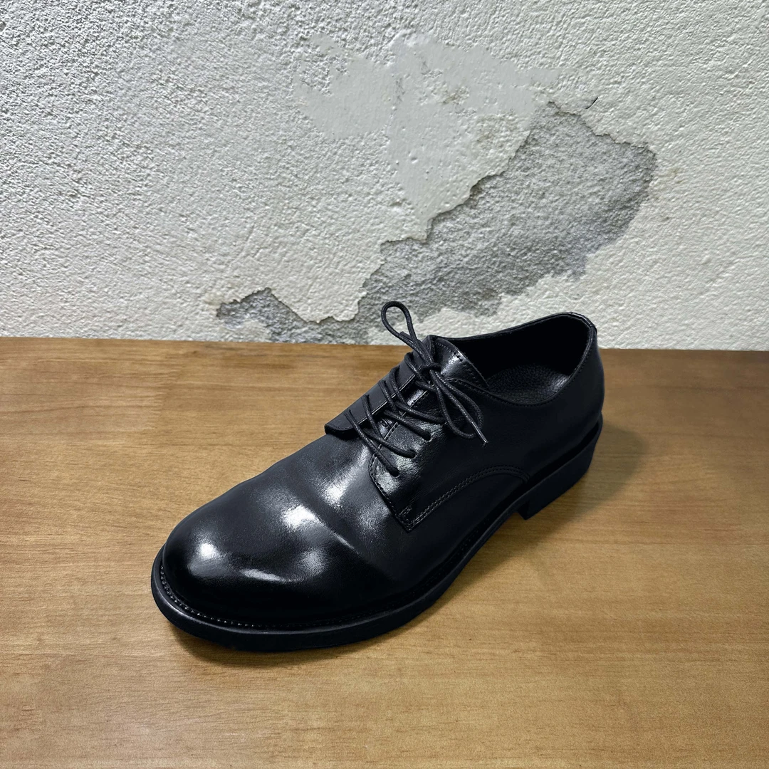 水洗马皮休闲男鞋透气真皮大底男皮鞋软底耐磨系带商务固特异工艺