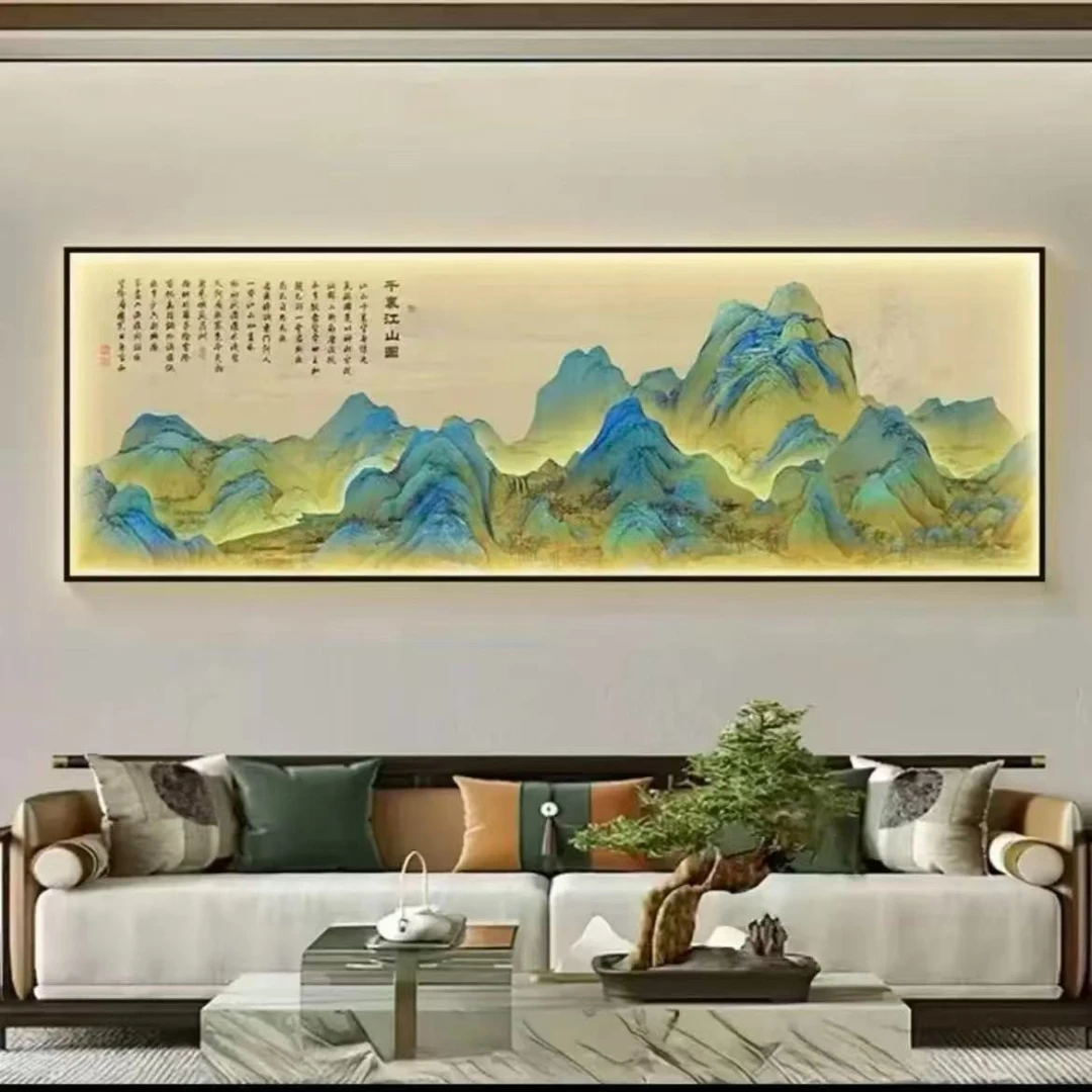 大横版【山水相间】晶瓷镶钻客厅装饰画办公室画装饰画捡漏