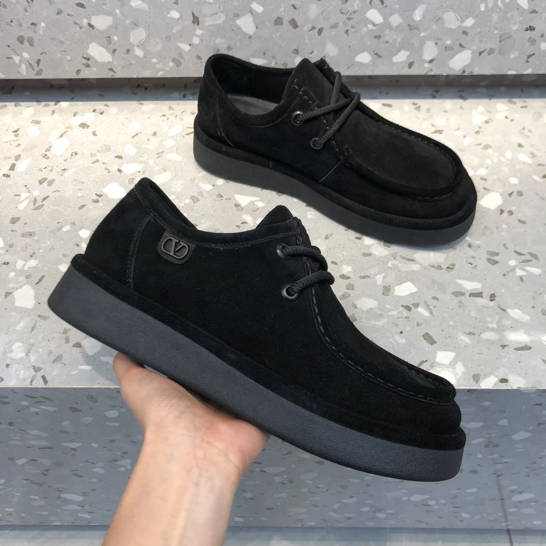 磨砂皮潮鞋勃肯男鞋男款休闲风休闲皮鞋百搭低帮系带软底舒适真皮