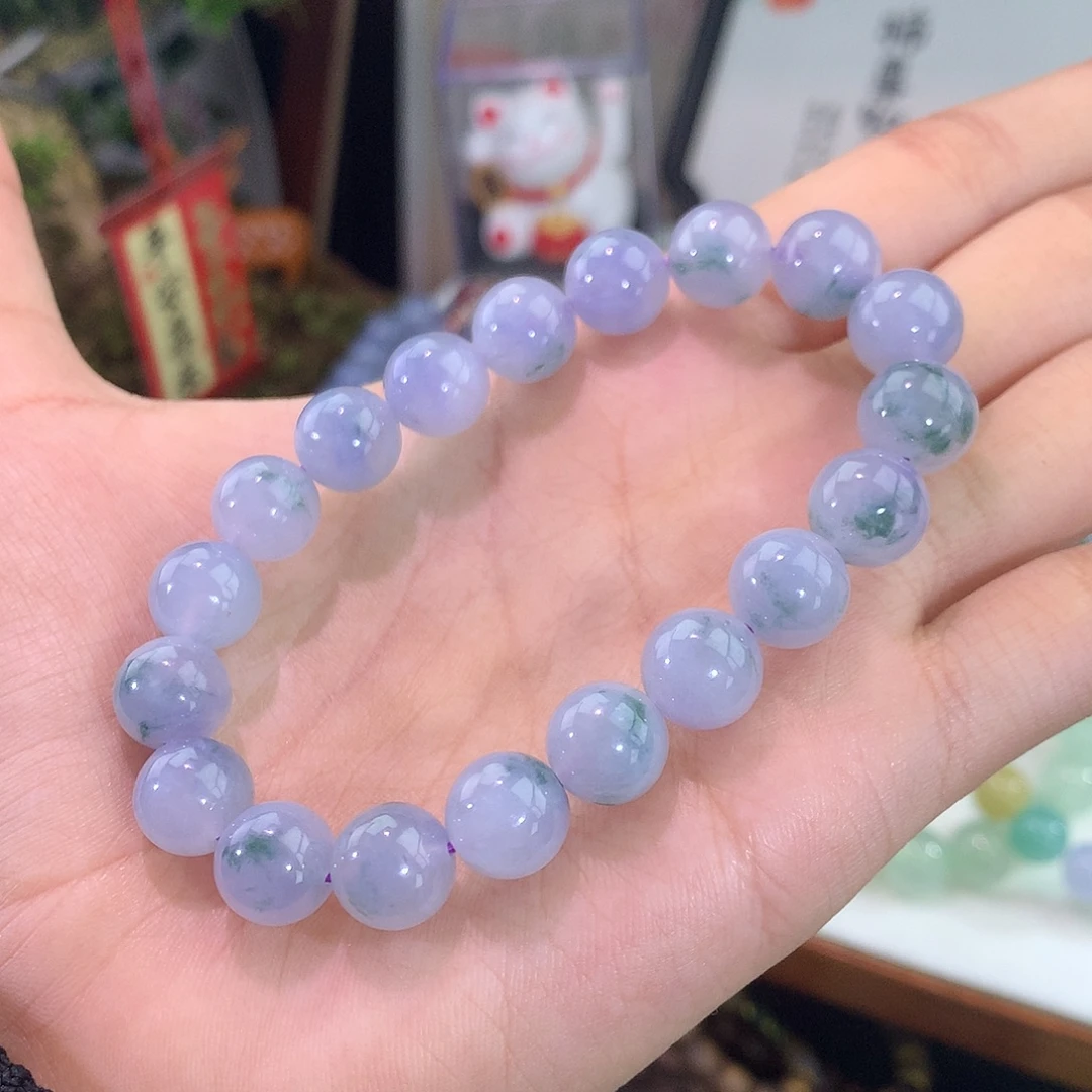 翡翠未镶嵌手链6号 紫罗兰飘花手串