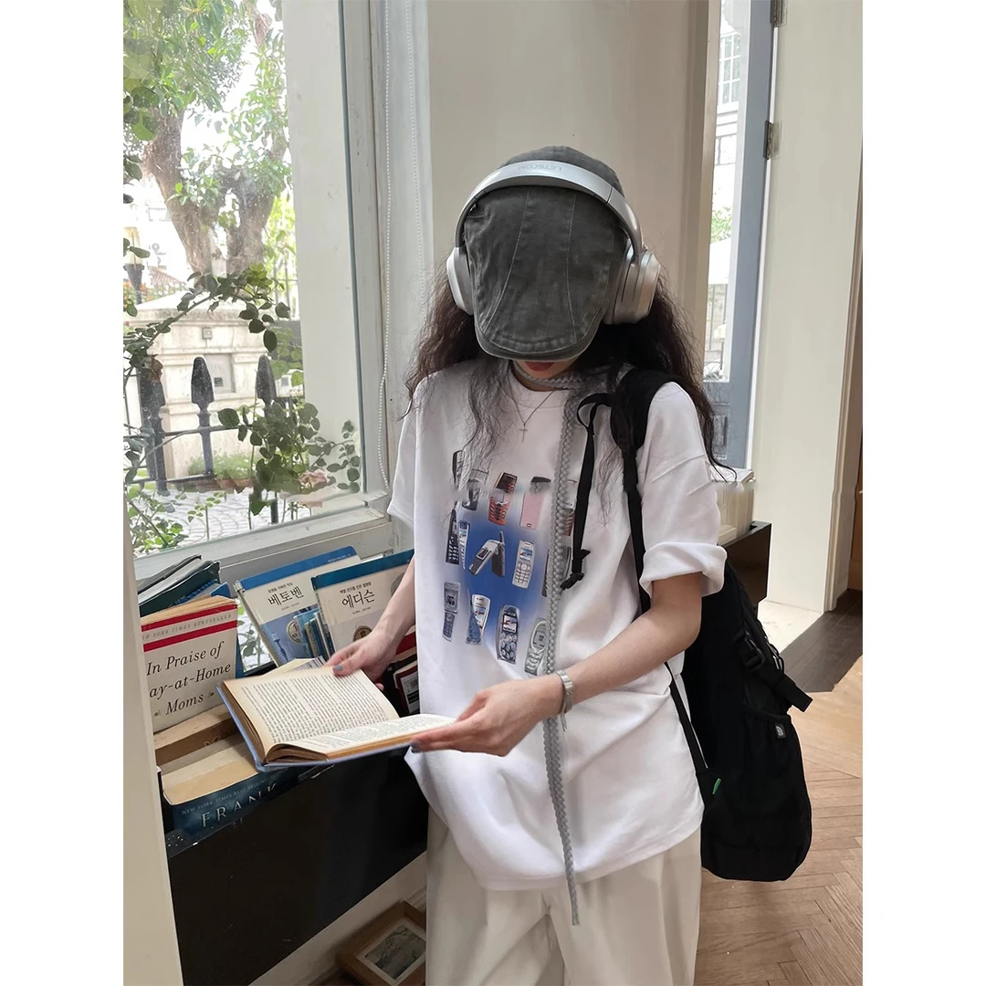 番茄妹妹Tomatosister   印花短袖百搭T恤女夏季新款宽松打底上衣