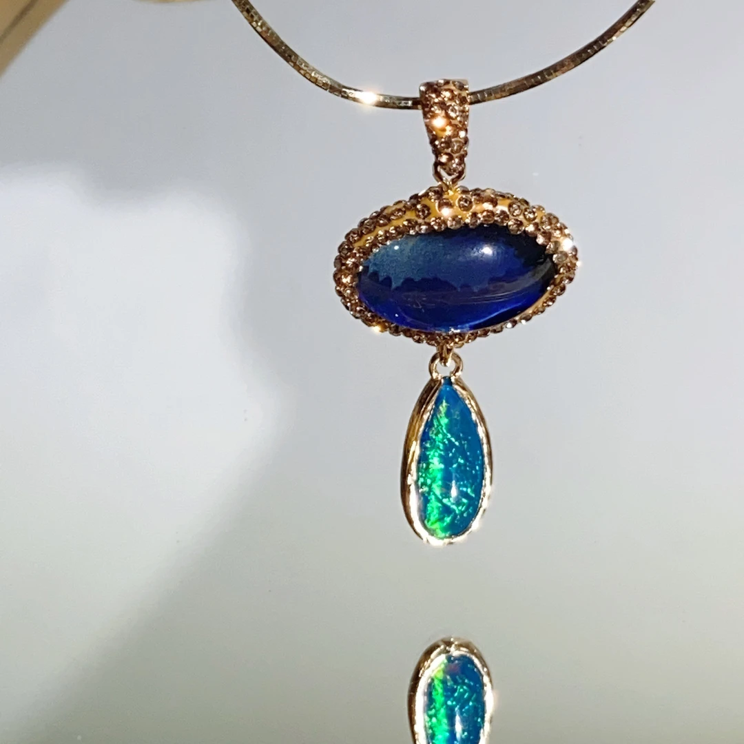 铜合金合成锆石吊坠 TTSD 感温时尚设计款时尚个性复古吊坠 7302