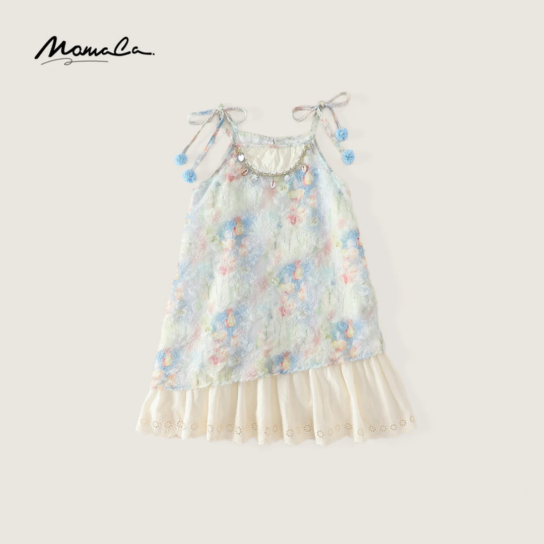 MOMOCO女童2025夏季新款儿童油画风设计感吊带连衣裙77630470058