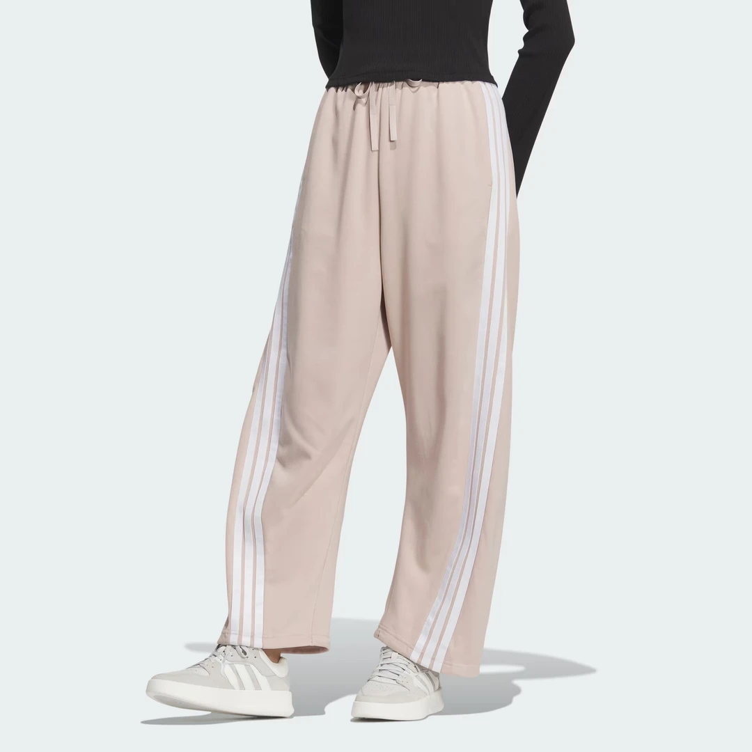 adidas/阿迪达斯三条纹针织高腰运动休闲直筒扭扭裤 JY7698