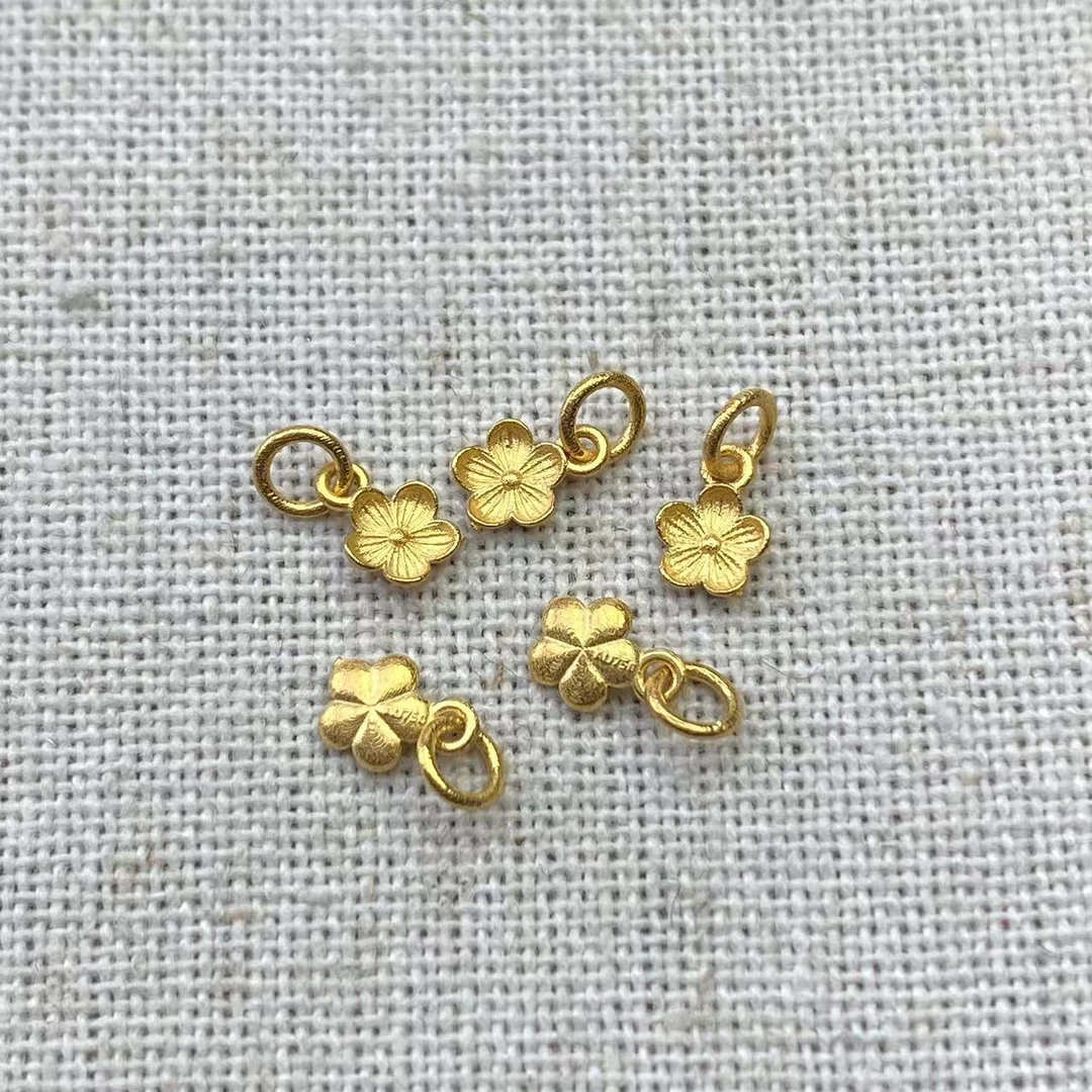 18k金财神爷五瓣花小提溜配件随心配