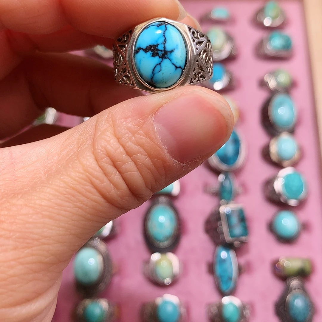 绿松石挂件银S925镶嵌