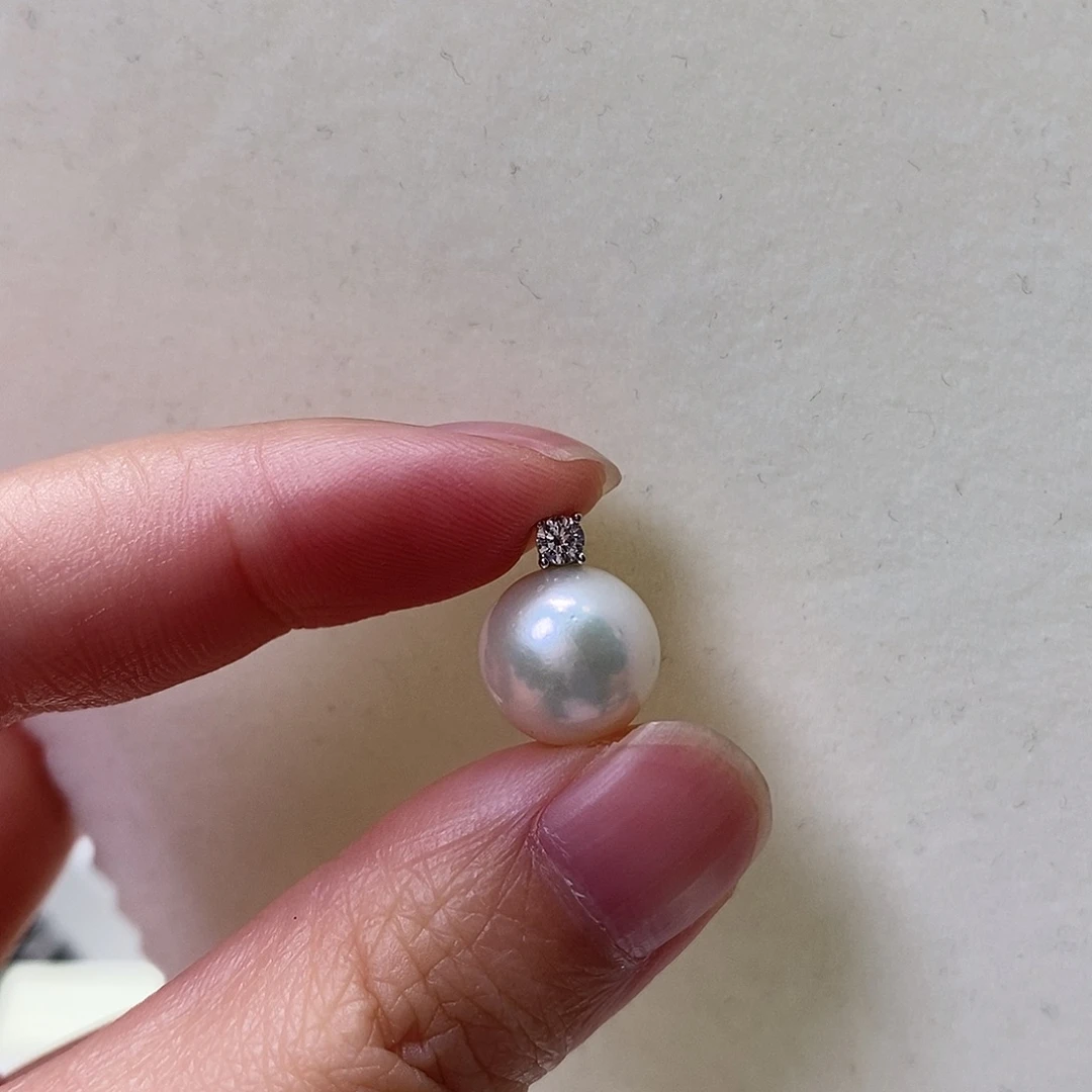 银S925镶嵌淡水珍珠吊坠(赠链)11.4mm微瑕福利款