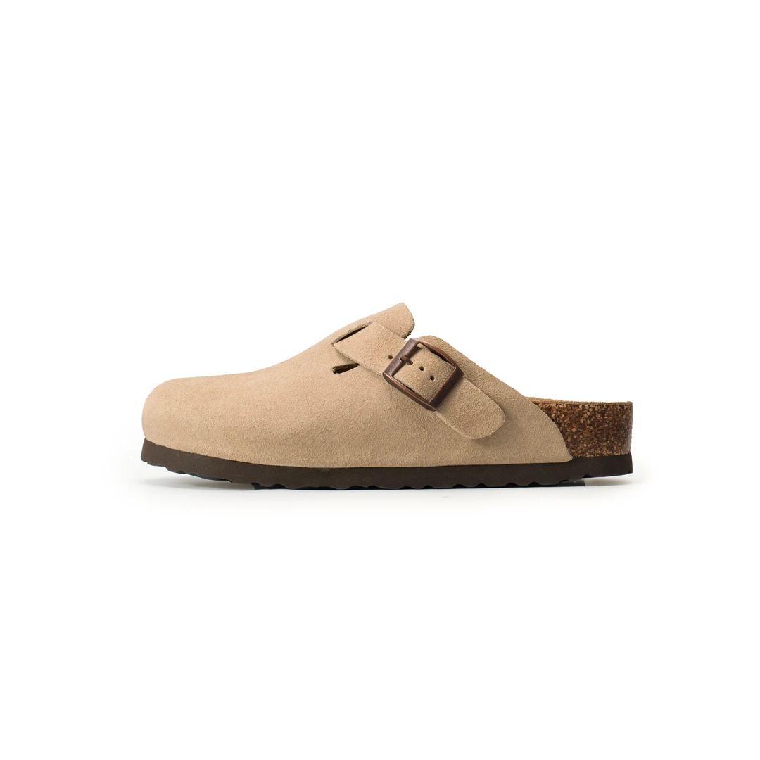 【ML半包薄底3公分】夏季女士半包拖鞋真皮软木休闲鞋一脚蹬懒人拖