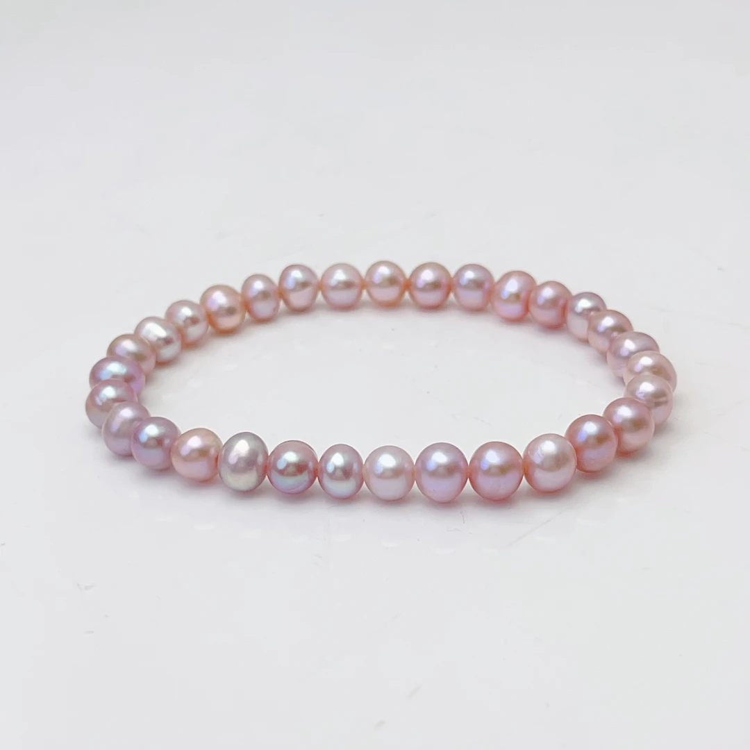 【紫蔷薇】5.5-6.5mm淡水无核珍珠手链百搭时尚经典气质   DSL00549