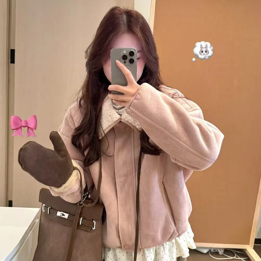 韩系独特超好看短款毛毛外套女25秋冬新款设计感小众宽松显瘦上衣