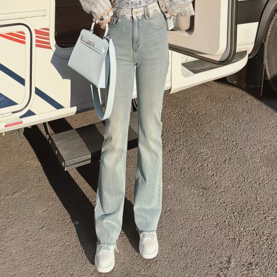 闺蜜精品021804【雪季暗恋】蕾丝边牛仔裤