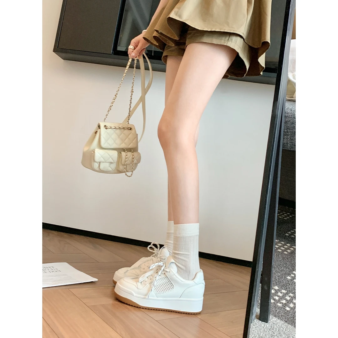 【sheii苏茵茵】加州女孩~内增高网面透气厚底休闲小白鞋E5207025