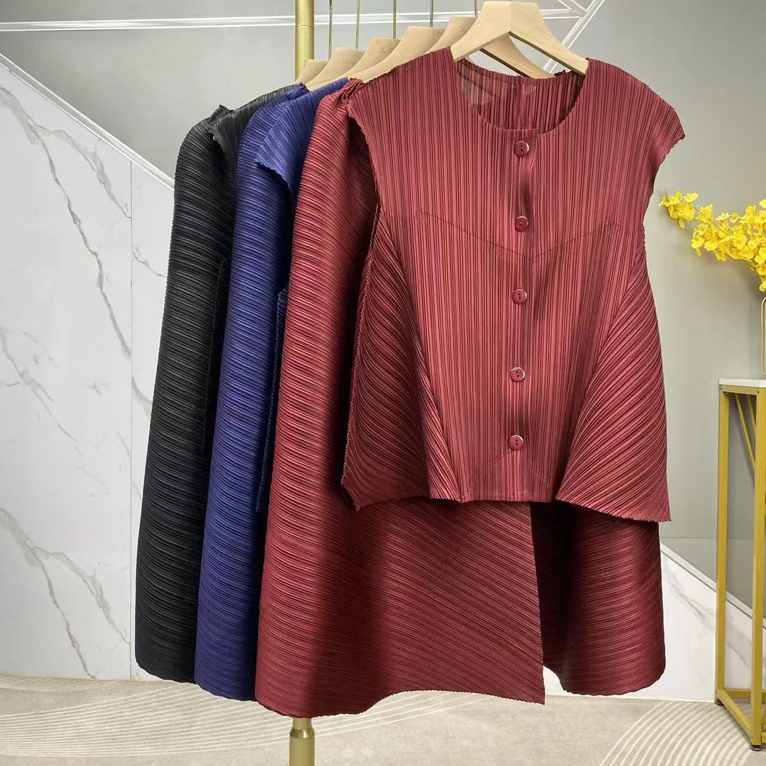 三宅依褶皱2025新款高级感时尚套装上衣+裤子舒适洋气两件套原料