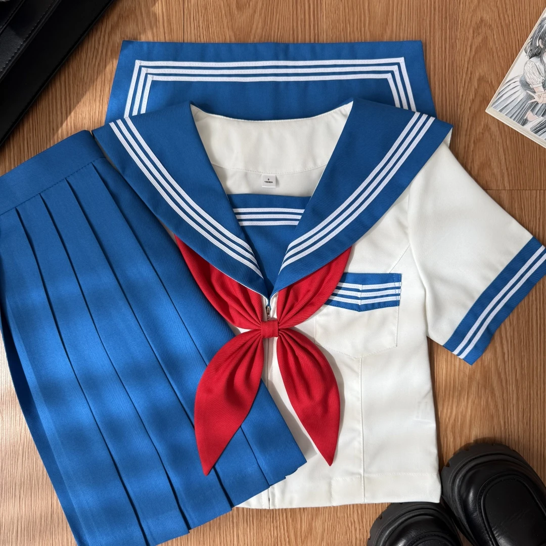 小糊涂JK【宝蓝三本】原创制服学生基础水手服日系正统学院套装