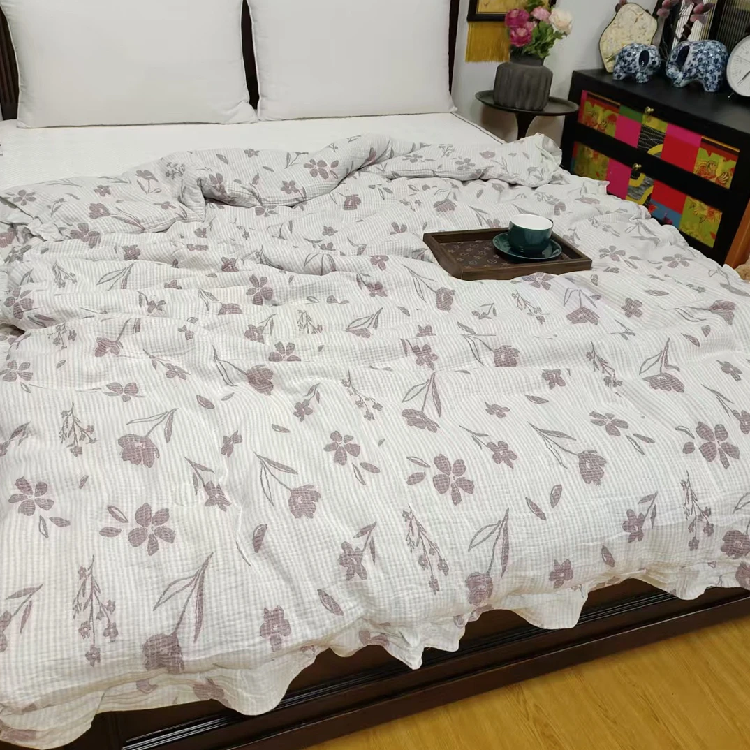 纯棉皱皱纱椰子纽扣款单人被套150*200微瑕～F200