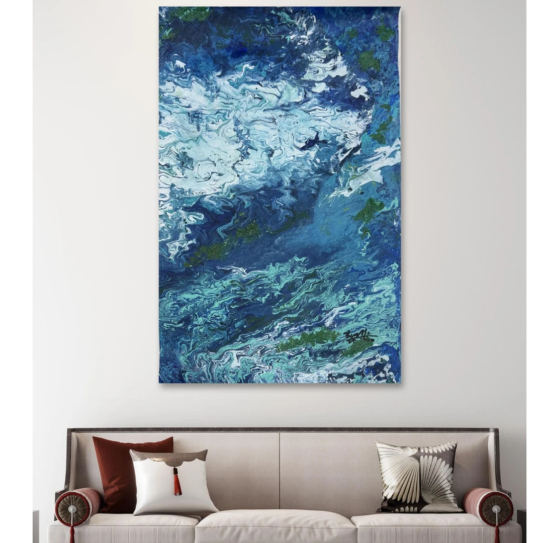 赵燮-手绘油画-心潮-客厅办公室挂画