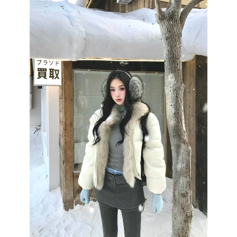 灰色不规则高领套头毛衣女慵懒风针织衫上衣短款棉服外套毛呢裤裙