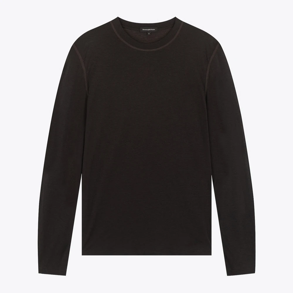 ERMENEGILDO ZEGNA EZ杰尼亚绵羊毛圆领男打底衫T恤N3M00-112-202