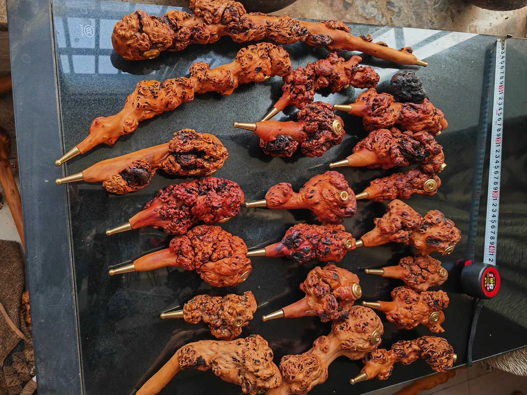 云南红河黑果木烟斗，拐杖，摆件