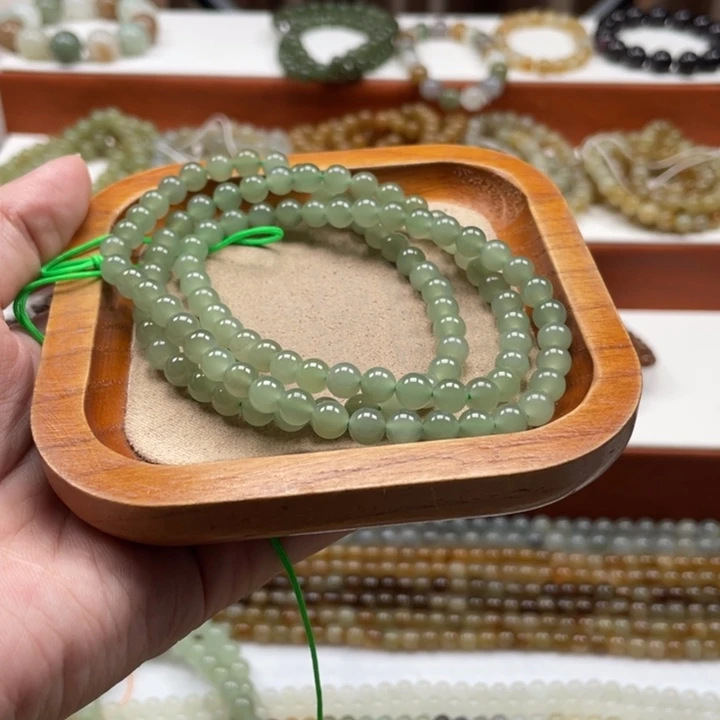 和田玉未镶嵌毛衣链A****?珠串6mm