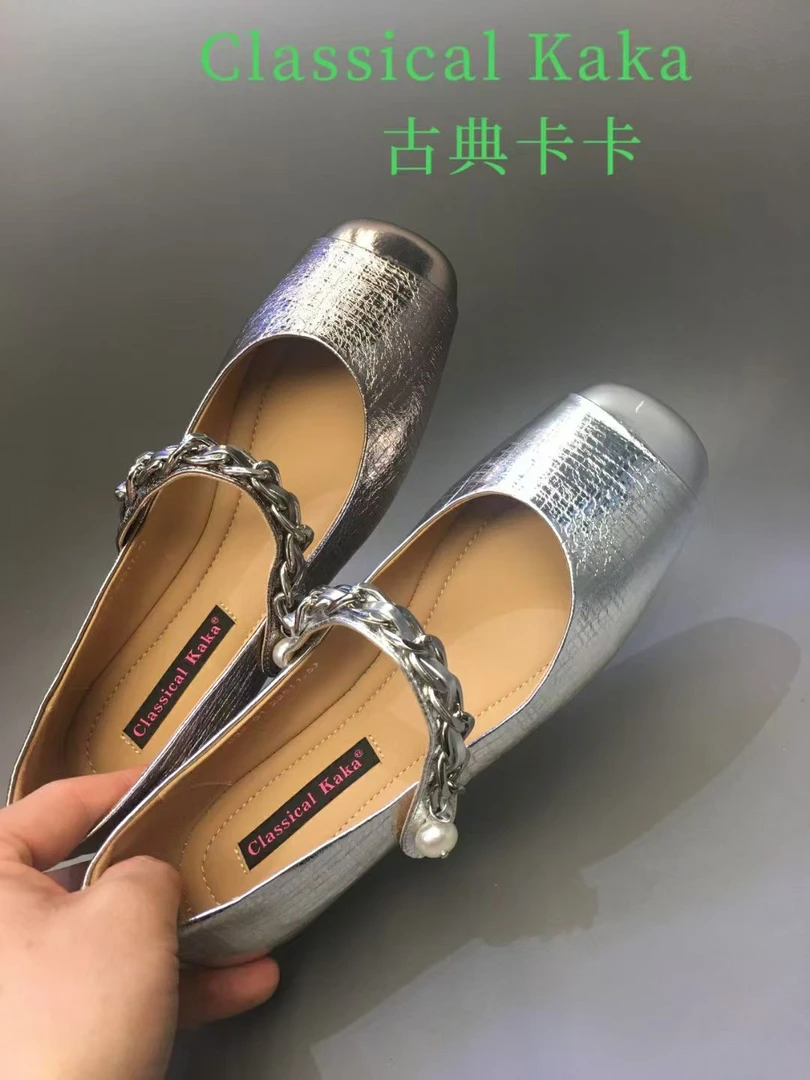 古典卡卡2025春夏法式一字带平底玛丽珍