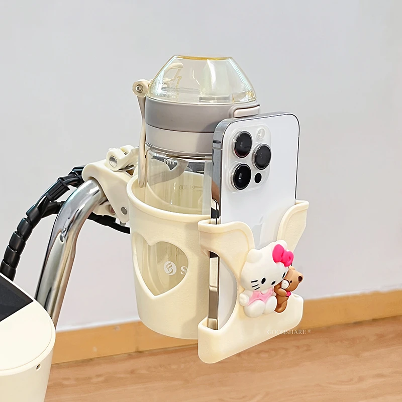 电动车前置水杯架可爱卡通电瓶自行车通用水壶架多功能水杯置物架