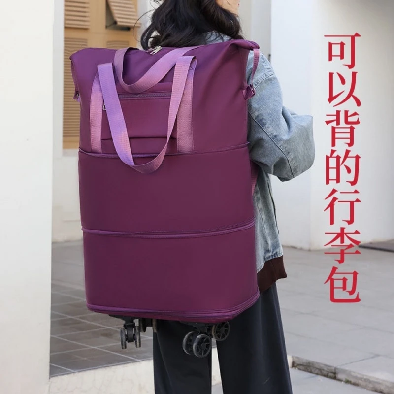 通勤风无性别风耐磨可伸缩旅行包双肩背大号傣族风格行李袋旅行包