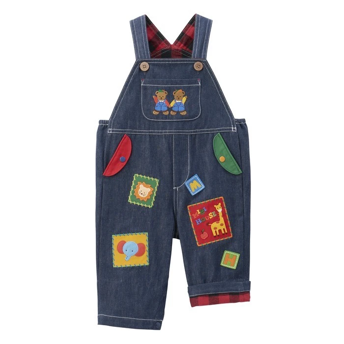 MIKI高定 2025春夏秋款 男女童miki海军熊超多刺绣背带长裤