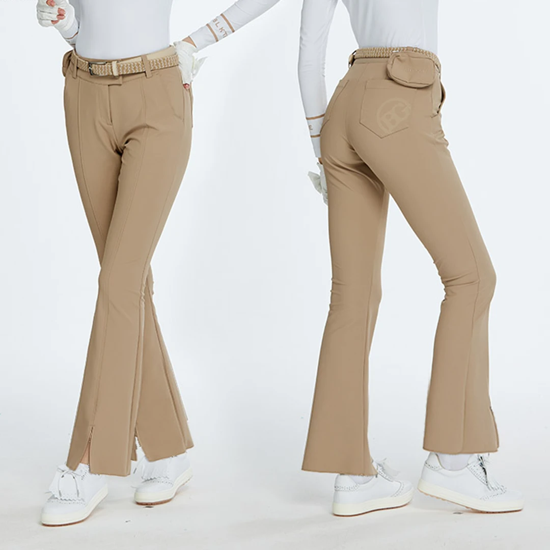 BG高尔夫长裤女高腰显瘦开叉喇叭裤时尚透气运动球裤速干瘦腿女裤