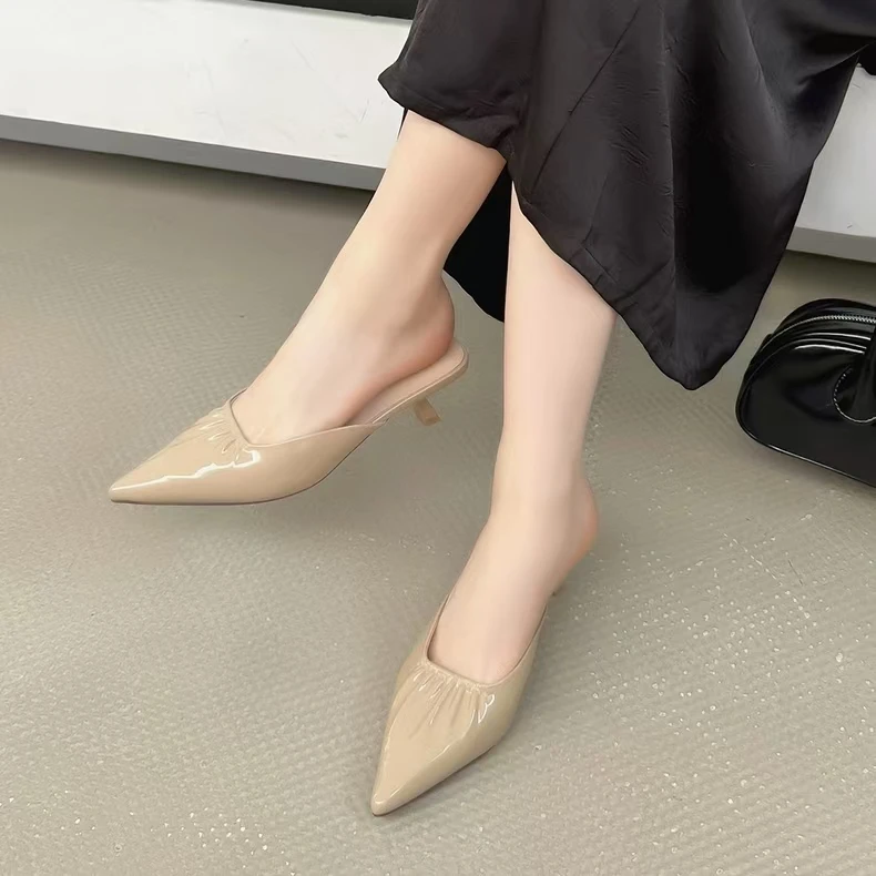 1221 新款法式时尚气质细跟尖头半包凉拖鞋