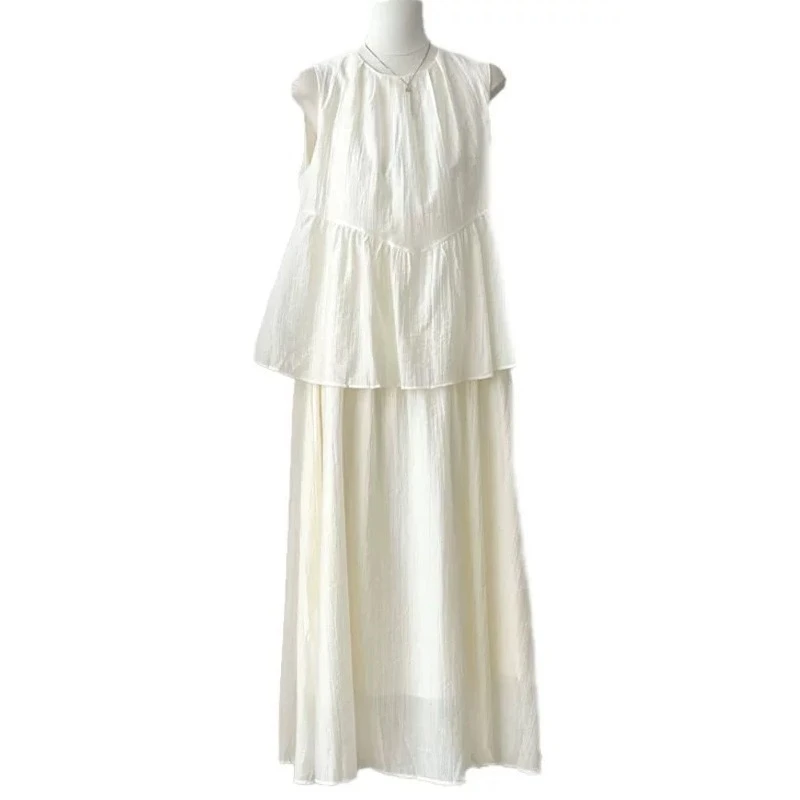 女童白色套装夏季新款女大童欧若风背心时尚休闲洋气裙裤两件套潮