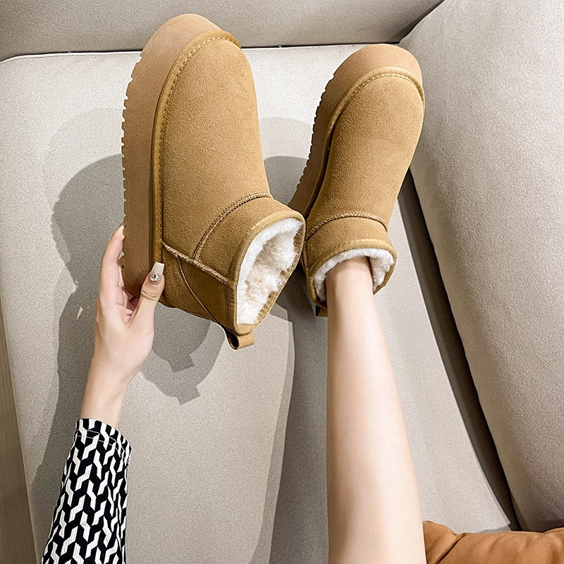 休闲鞋秋冬短筒女鞋雪地棉女靴女士雪地鞋厚底时尚百搭加绒