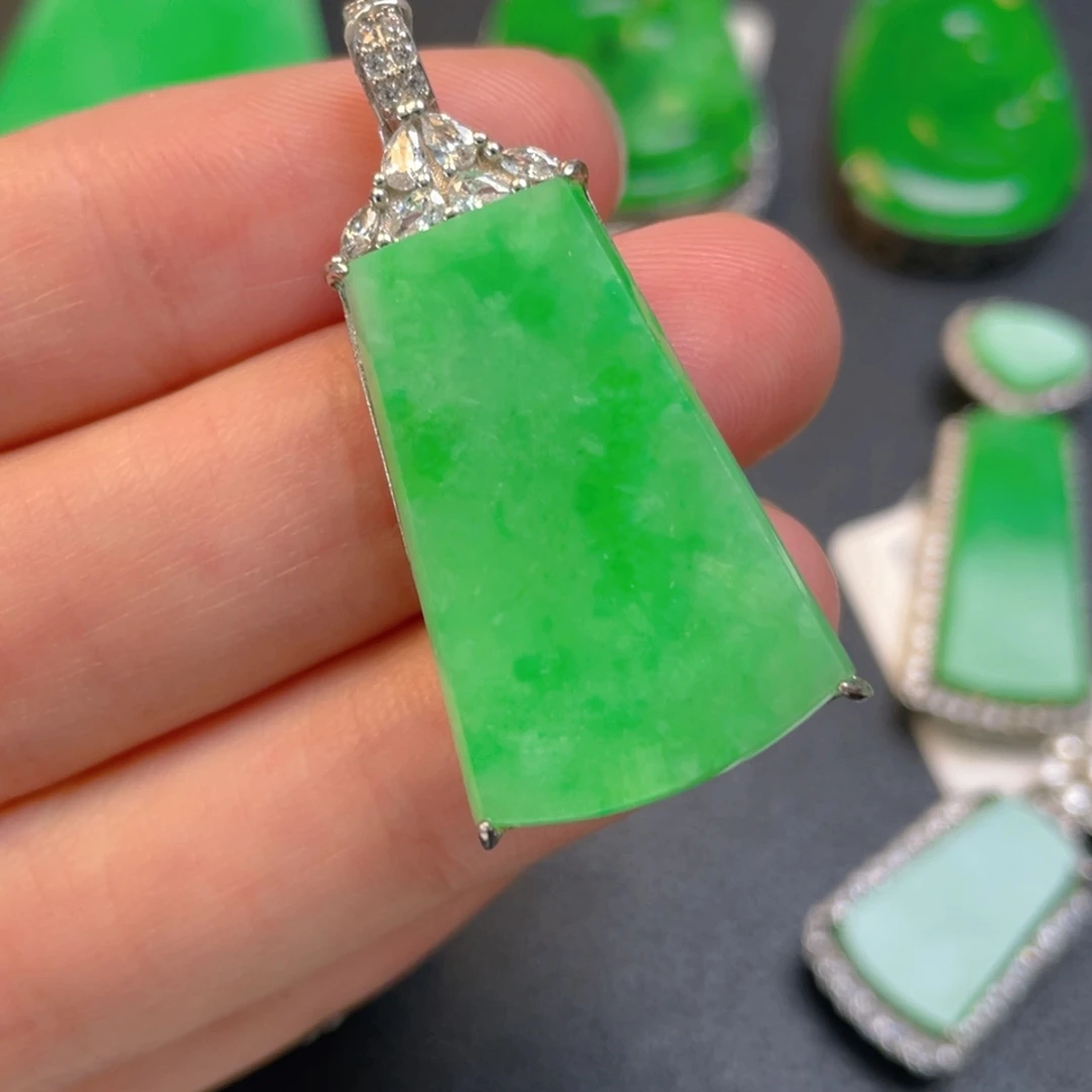 翡翠银S925镶嵌吊坠(不含链)