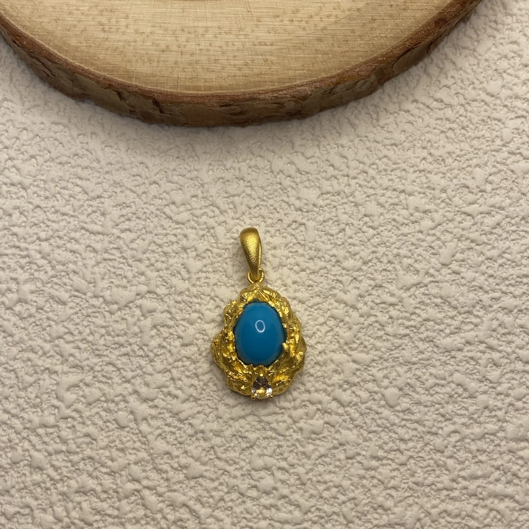 【金喜圆】 足金999 锤纹美松吊坠 /带证书钢印