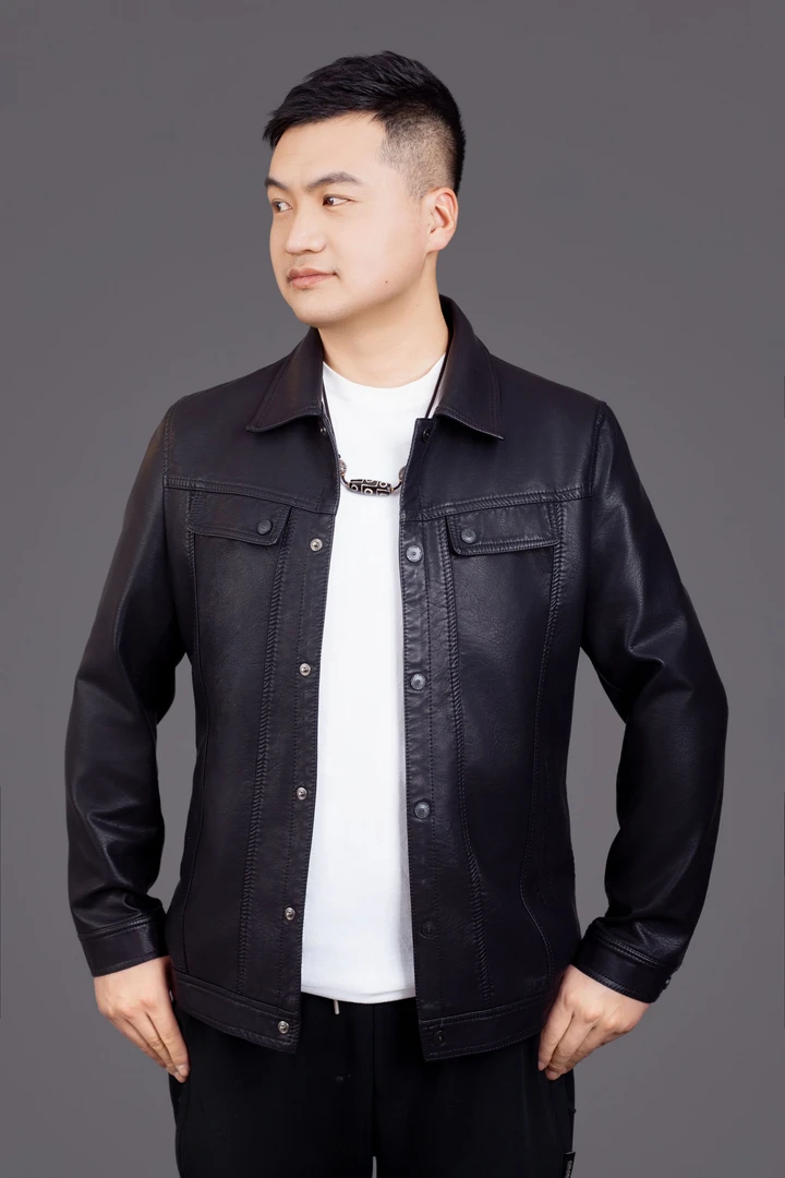 【真皮翻领】2025新款秋季男士皮衣休闲 外套皮夹克百搭 修身皮衣1