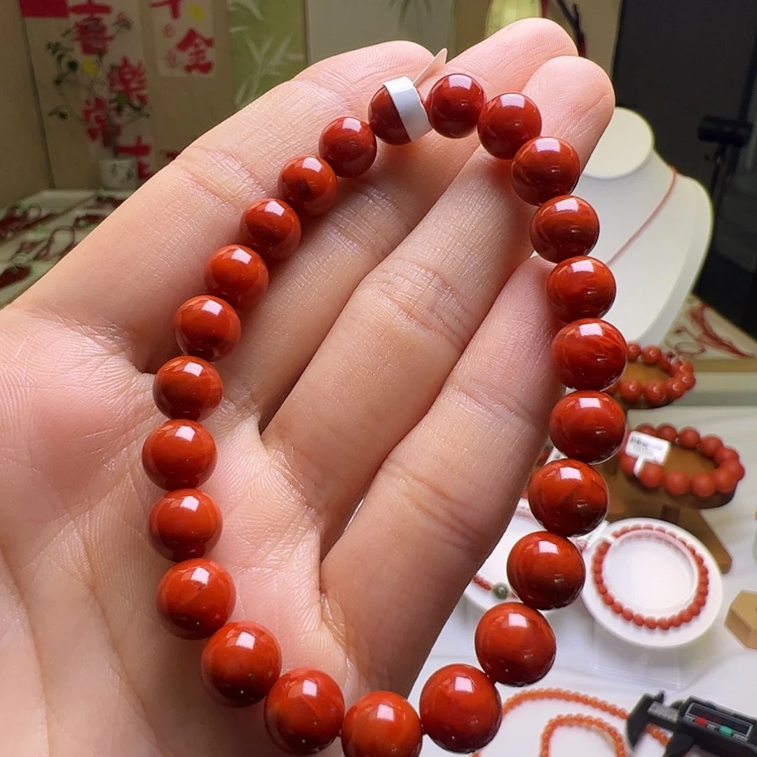 南红玛瑙未镶嵌7mm+牛血火焰