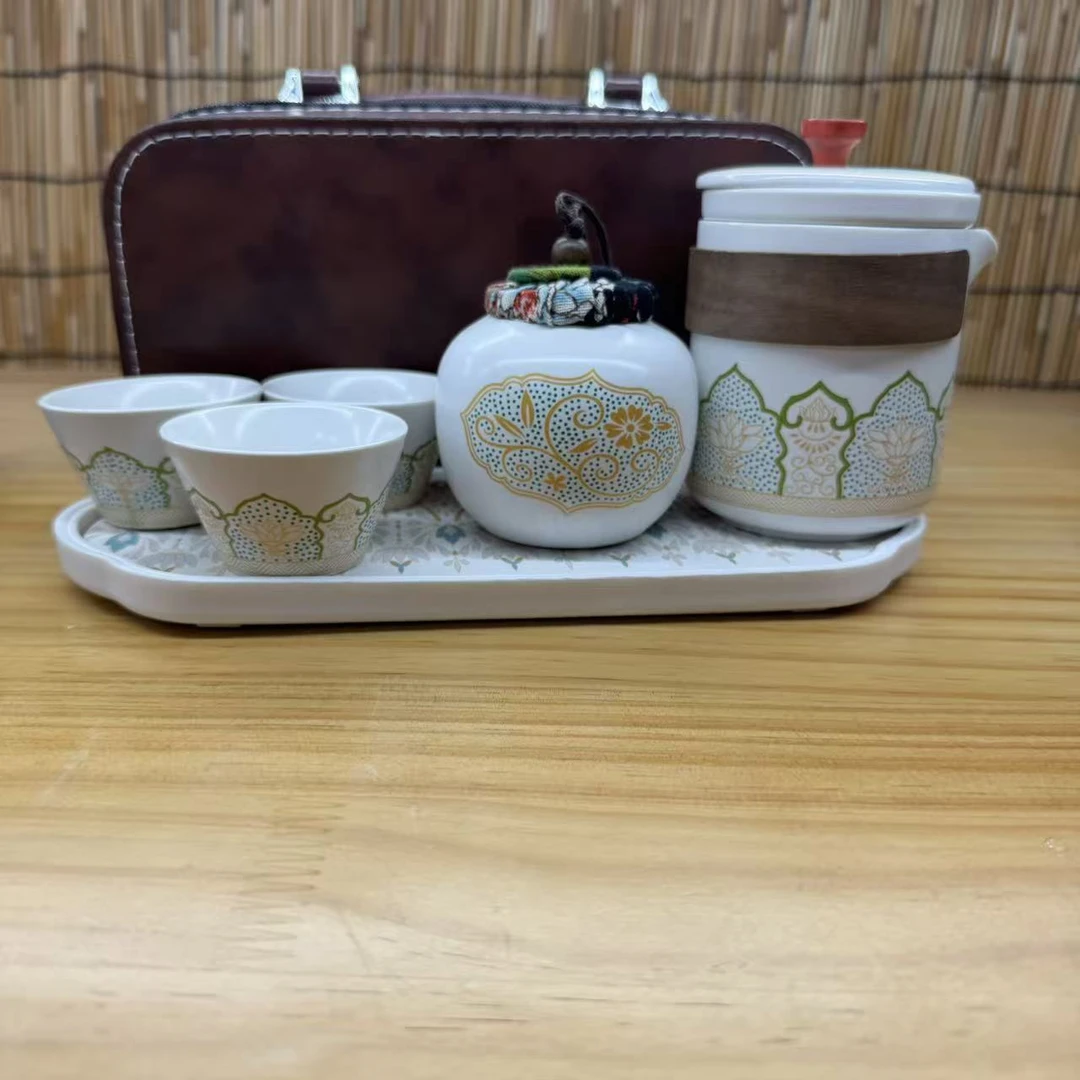 陶瓷宝相花手抓壶旅行快客杯YYT176