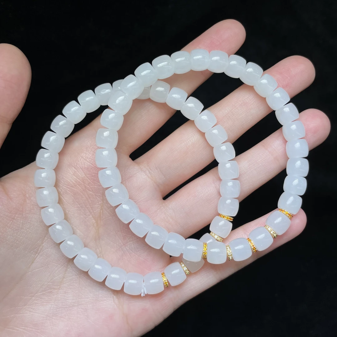 L【玉氏珠宝】和田玉白玉直切手串 多样性发一 CAN820963